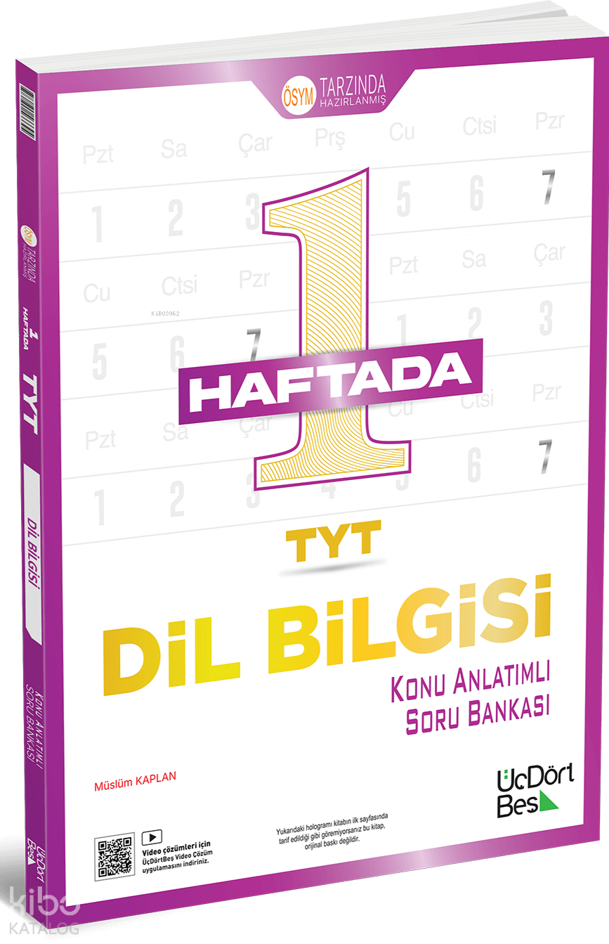 9786255566645-1 ÜçDörtBeş Yayınları 1 Haftada TYT Dil Bilgisi - Görsel 1