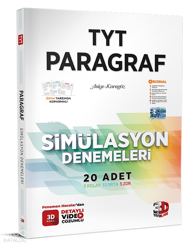 9786259400150-1 3D Yayınları TYT Paragraf Simülasyon 20 li Deneme - Görsel 1